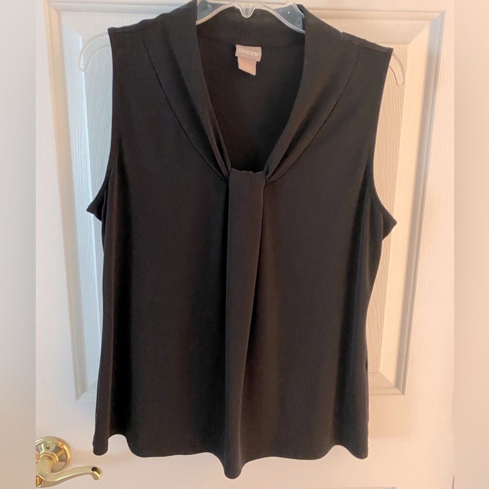 Chico's Sz 2 Sleeveless Black Top